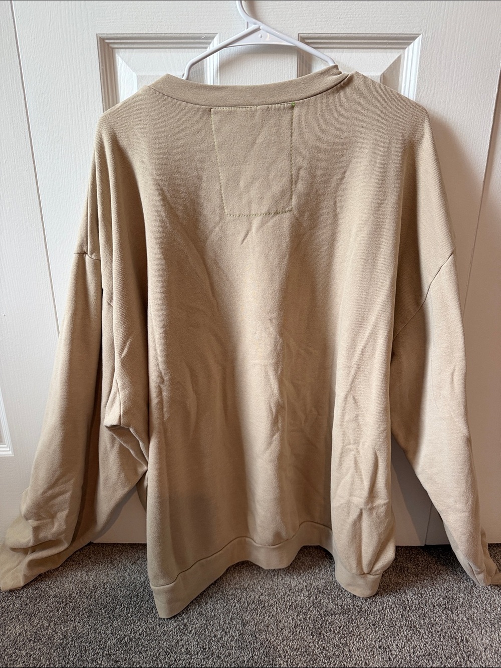 Aviator Nation Women’s Tan Crewneck with Retro Rainbow Stripes - Picture 3 of 3